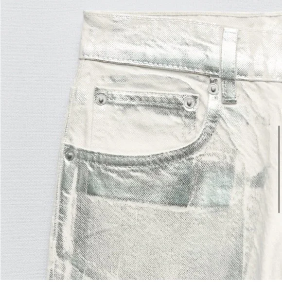 ZARA ZW MID-RISE BOYFRIEND JEANS SILVER - Picture 6 of 8